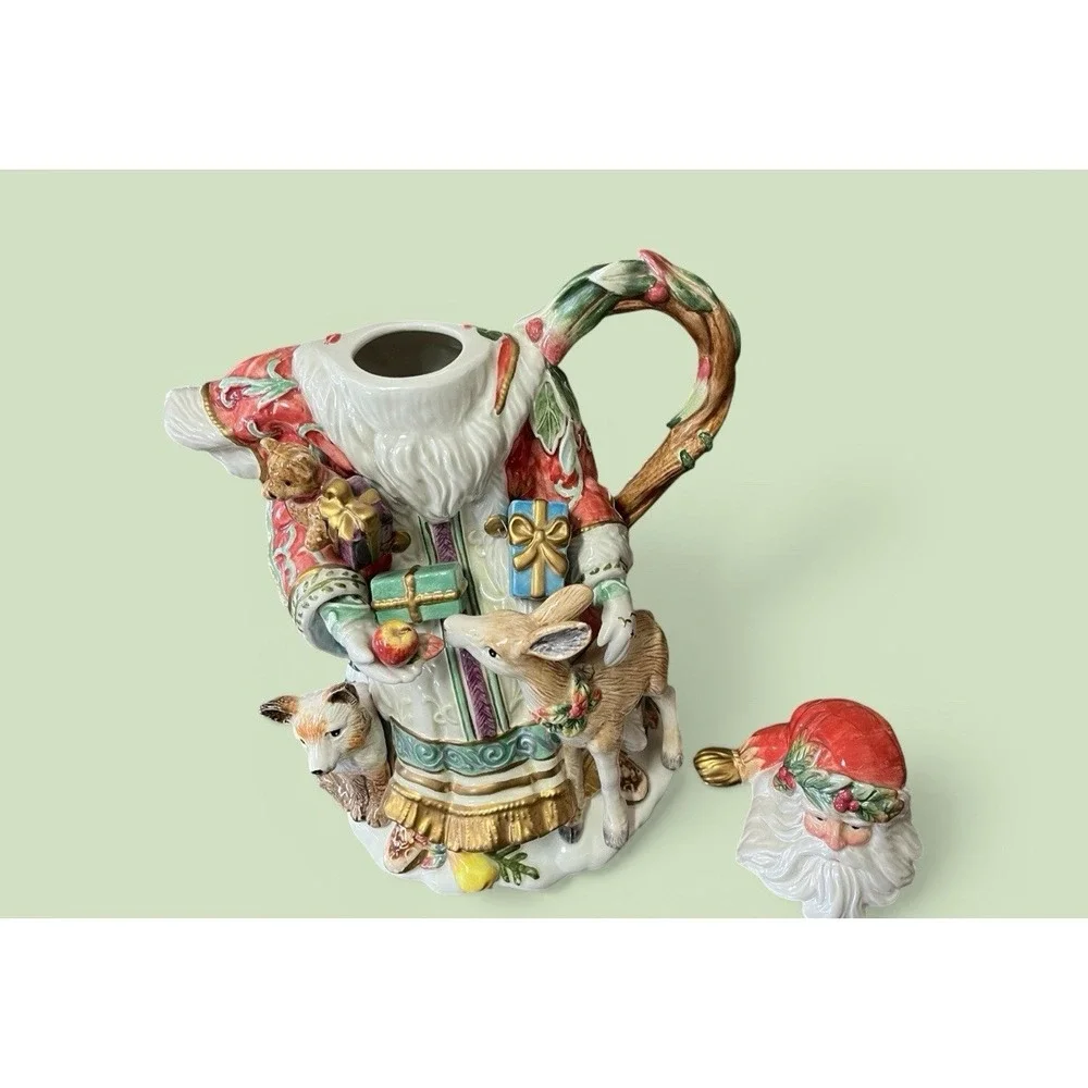 Fitz & Floyd‎ Classics Enchanted Holiday Santa Claus Teapot Tea Pot Pitcher Xmas